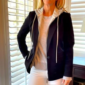 Black never worn soft lined jacket with hoodie dickie